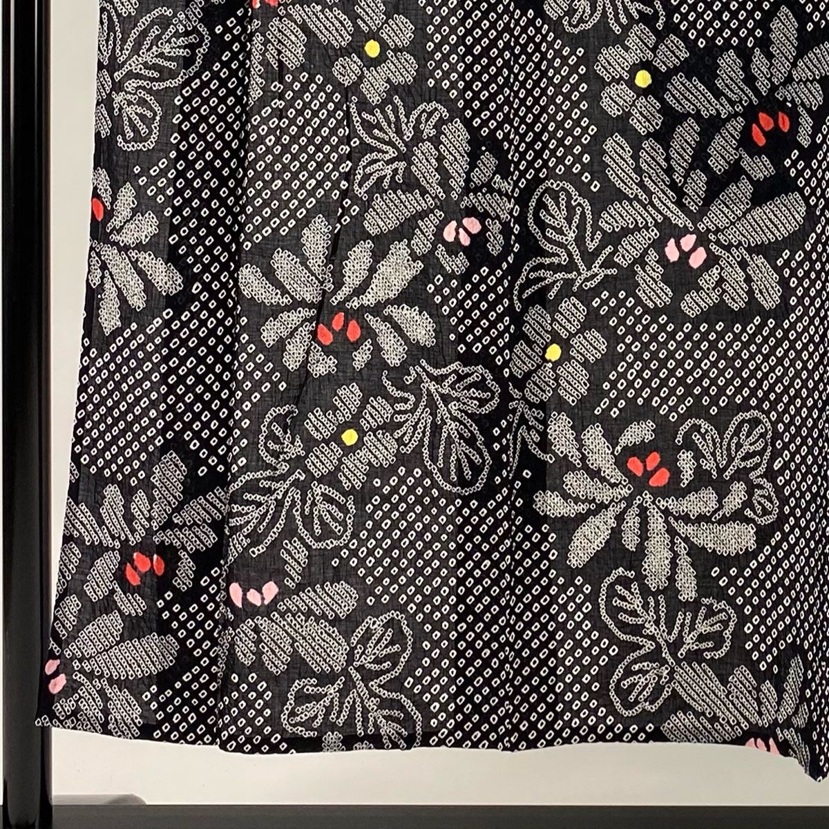 浴衣 身丈153.5 cm 裄丈64 M 絞り浴衣 菊 黒 綿