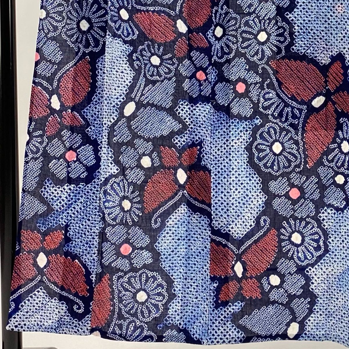 浴衣 身丈154 cm 裄丈62.5 S 絞り浴衣 菊 蝶 紺色 綿