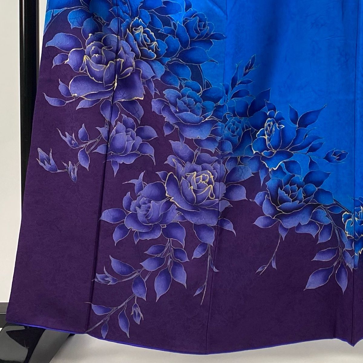 訪問着 身丈162.5 cm 裄丈70 L 袷 薔薇 地紋 金彩 青 正絹