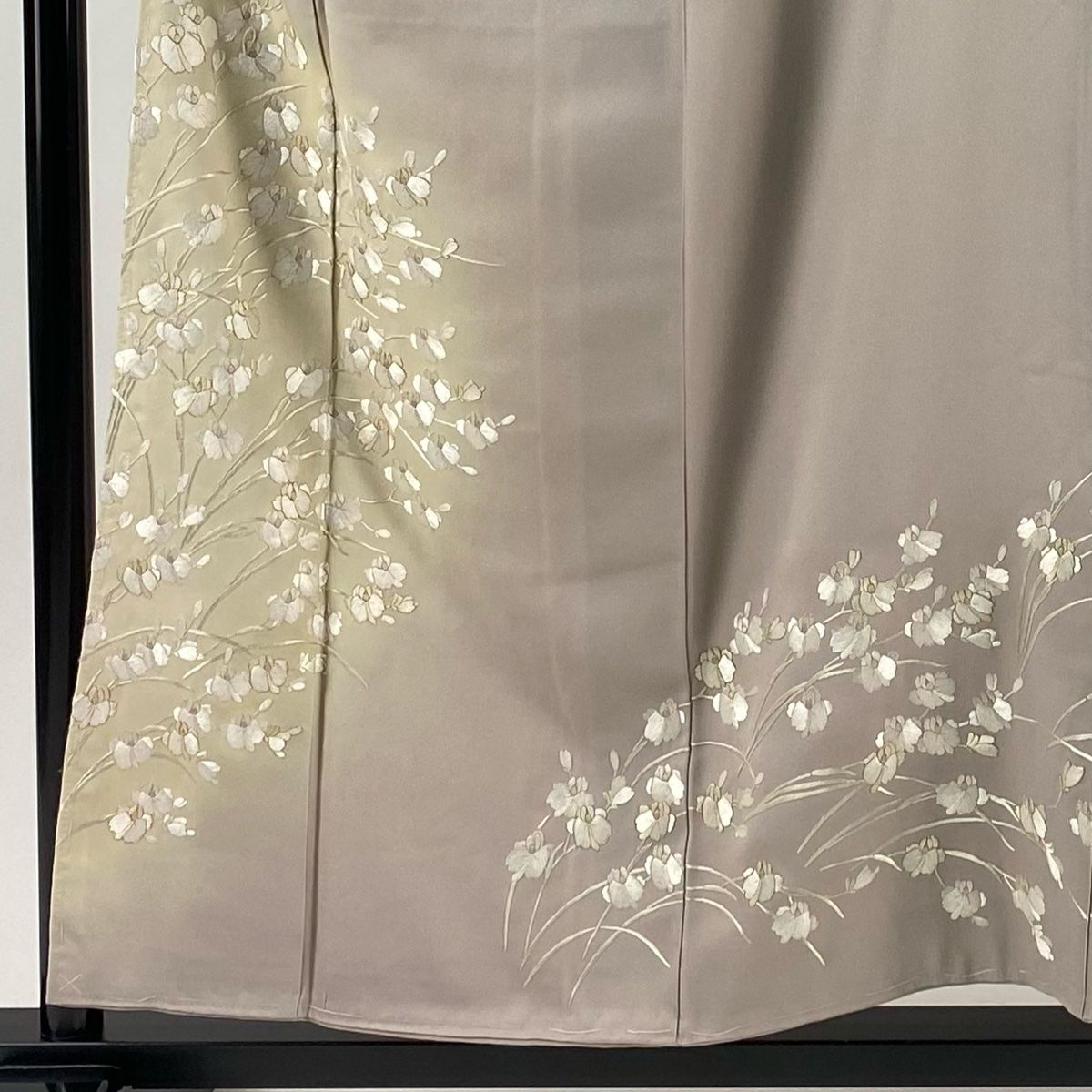 訪問着 身丈156 5 cm 裄丈64 M 袷 草花 刺繍 金糸 灰紫 正絹 一つ紋