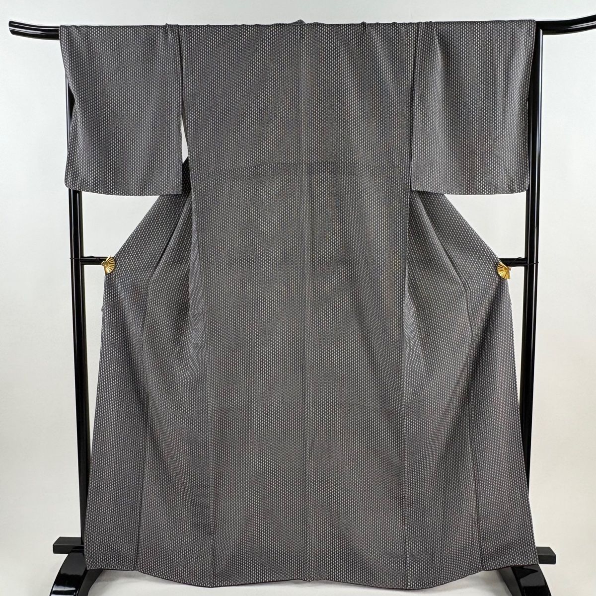 小紋 身丈164 cm 裄丈70 L 袷 麻の葉 黒 正絹