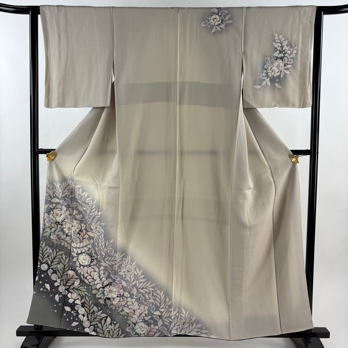 訪問着 身丈159 cm 裄丈64 M 袷 やまと 辻が花 ぼかし 灰茶 正絹