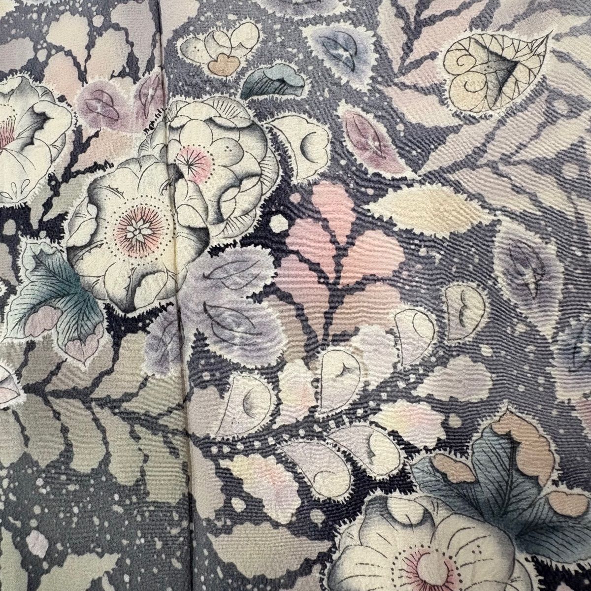  訪問着 身丈159 cm 裄丈64 M 袷 やまと 辻が花 ぼかし 灰茶 正絹 訪問着 付け下げ 着物