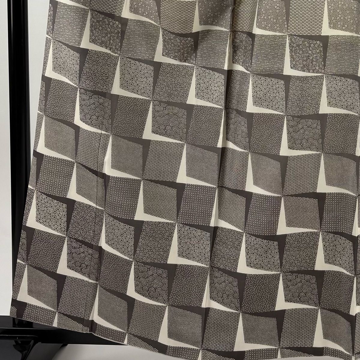 訪問着 身丈160.5cm 裄丈64.5cm M 袷 川村久太郎 紬地 落款 草花 幾何