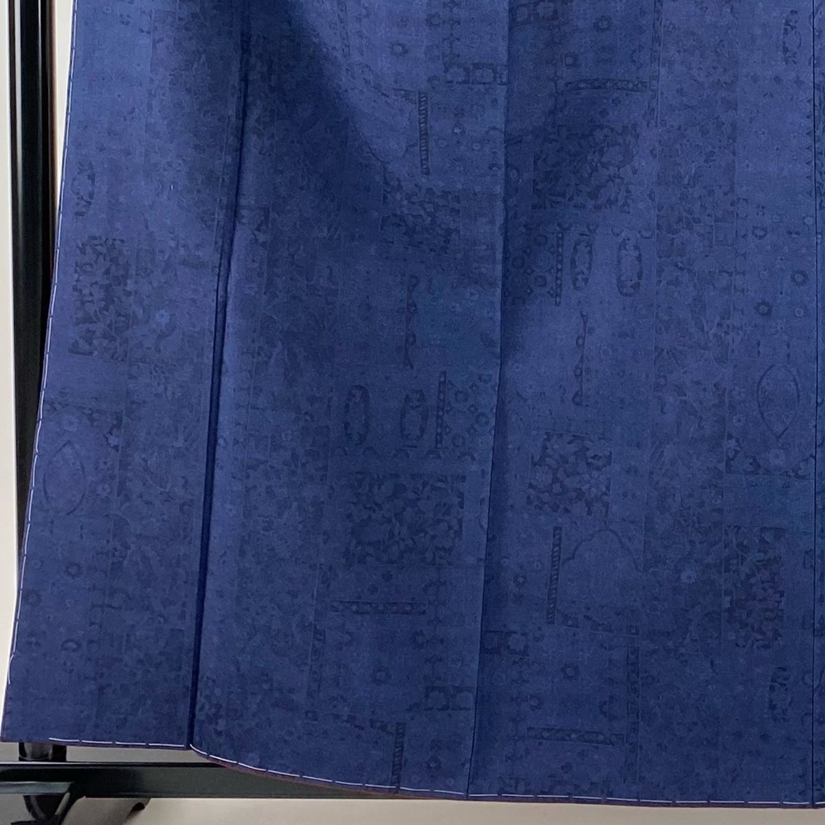 紬 身丈159.5 cm 裄丈65 M 袷 証紙 正倉院更紗 藍色 正絹