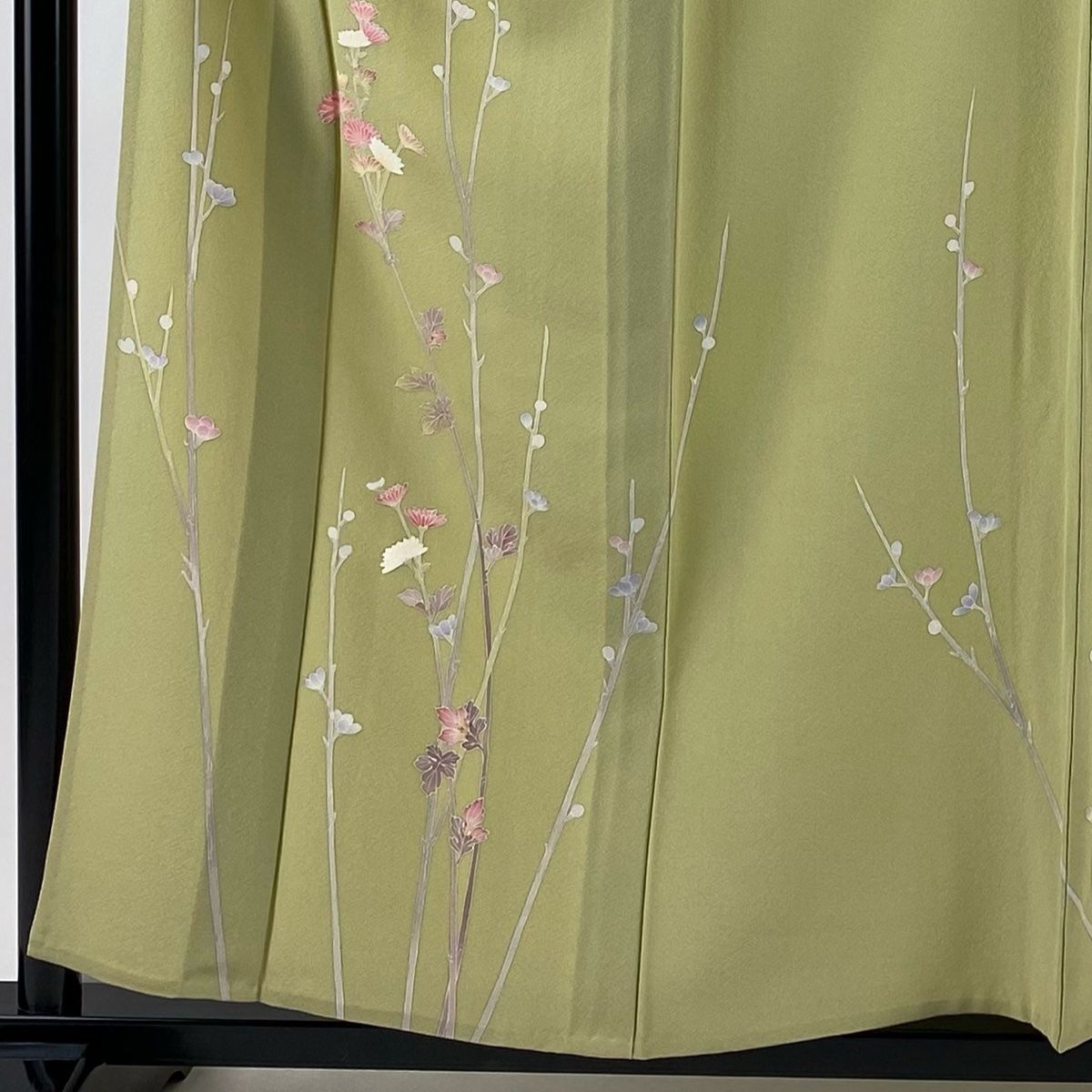 訪問着 身丈158 cm 裄丈65.5 M 単衣 百貫達雄 落款 菊 抹茶色 正絹