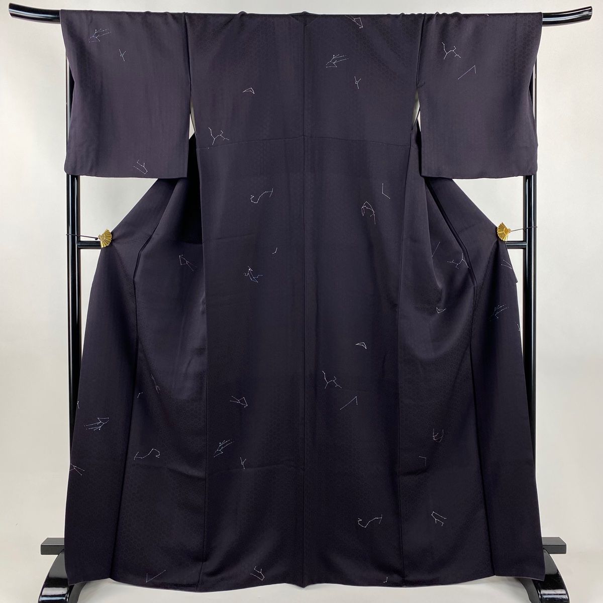 小紋 身丈168.5 cm 裄丈69 L 袷 星座 銀彩 ラメ彩 濃紫 正絹