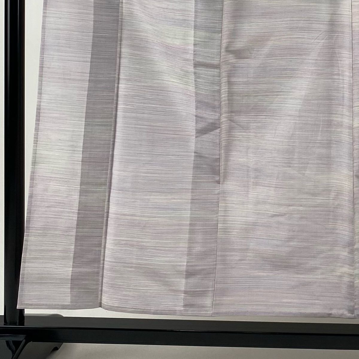 大島紬 身丈155.5 cm 裄丈63.5 S 単衣 屋久杉染 証紙 横縞 薄紫 正絹 一つ紋