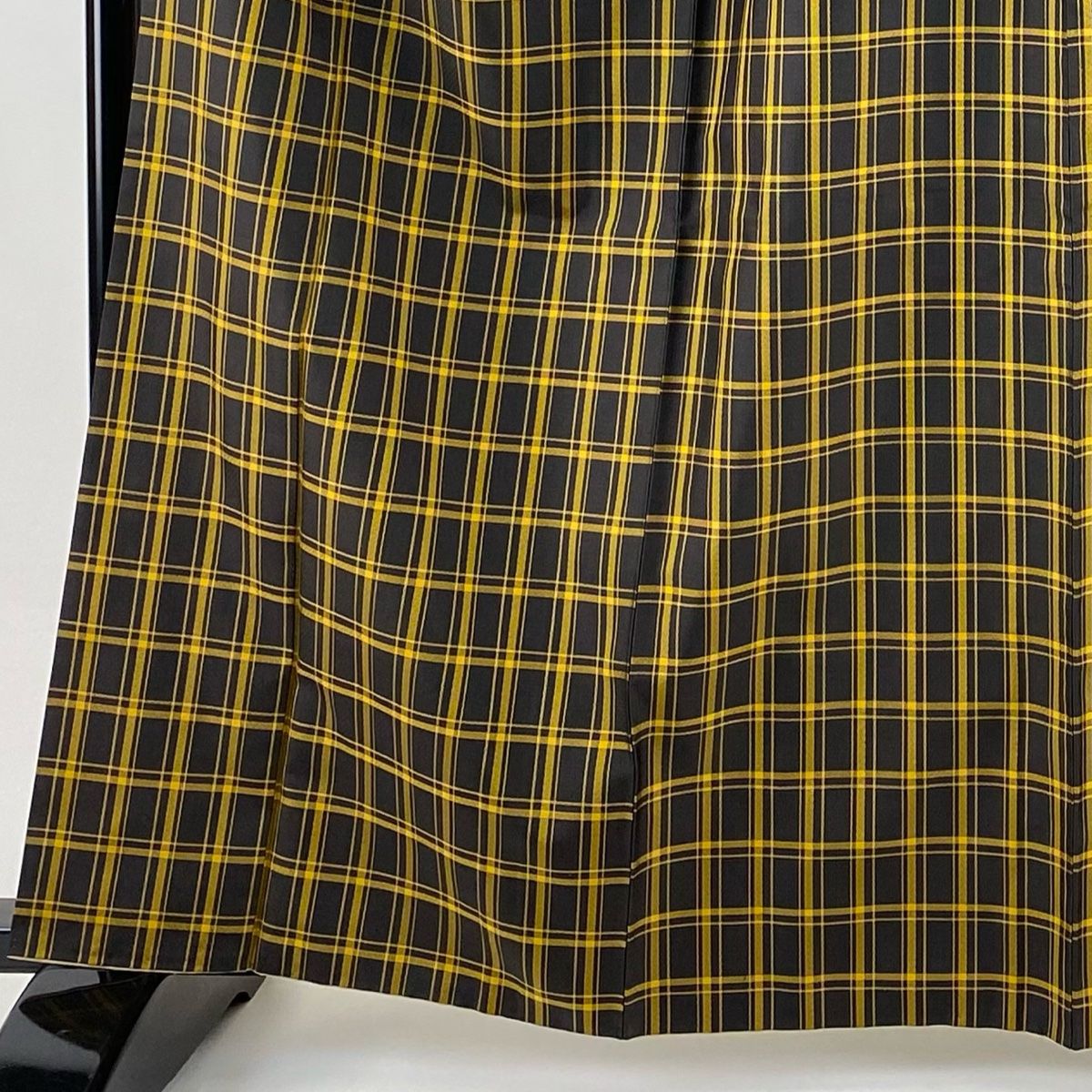 お召 身丈162 cm 裄丈64 M 袷 格子 墨色 正絹