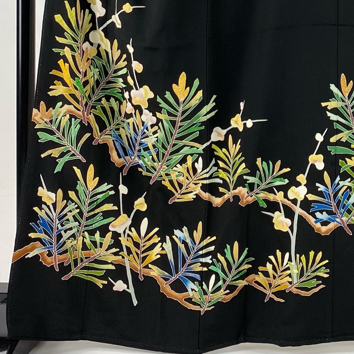 黒留袖 身丈164 cm 裄丈66 M 袷 大羊居 落款 松 梅 箔 金彩 黒 正絹
