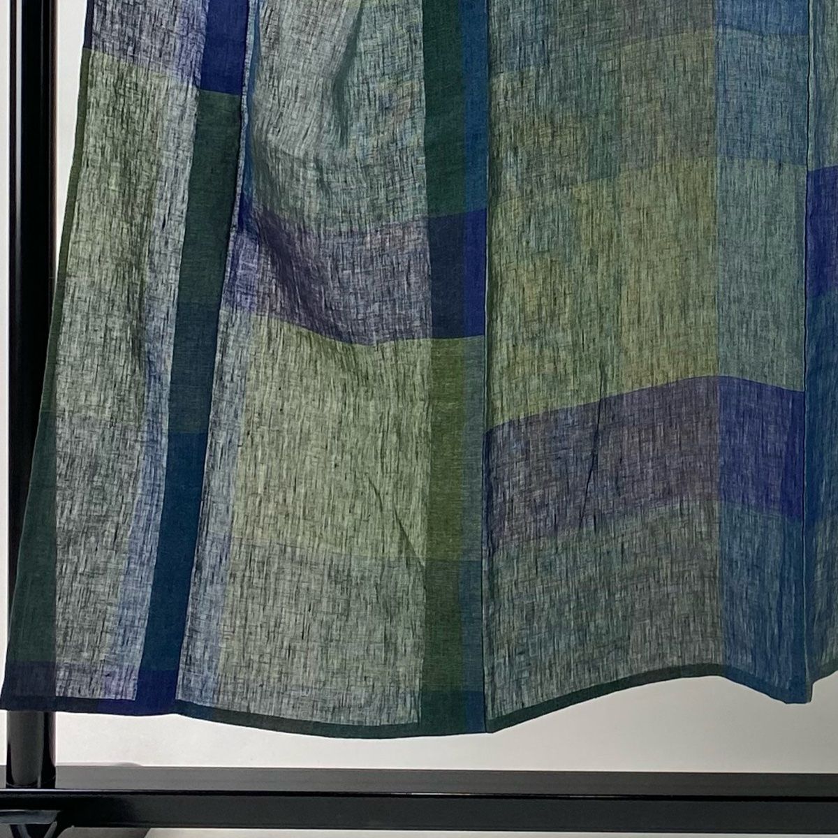 男着物 身丈149 5 cm 裄丈75 L 薄物 夏紬 幾何学 緑 正絹