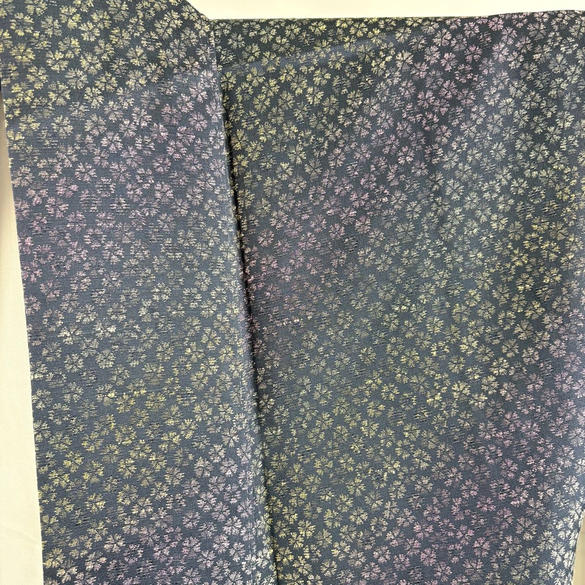 紬 身丈163 5 cm 裄丈66 M 袷 ほていや 花柄 藍色 正絹 紬 着物 着物 浴衣