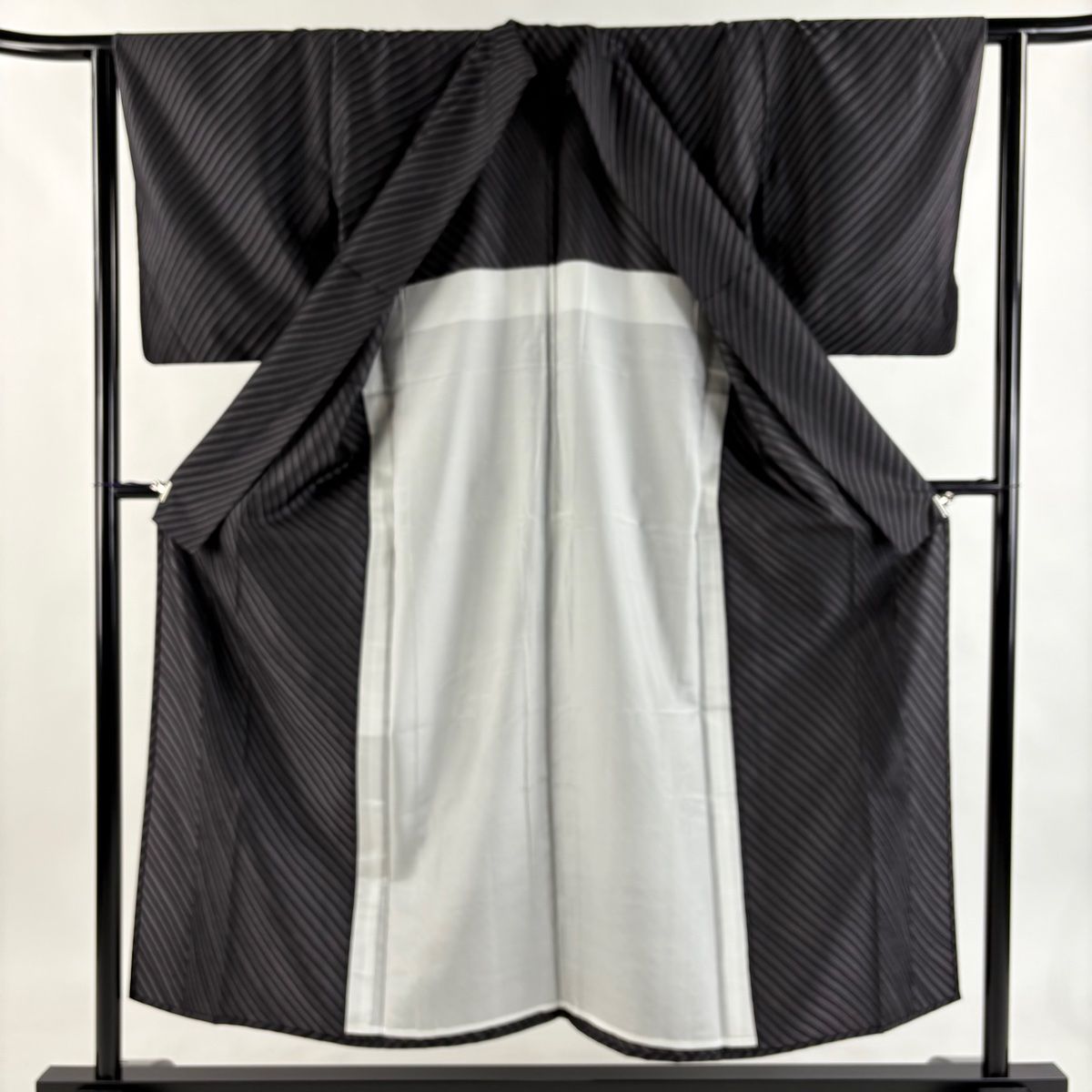  お召 身丈153 5 cm 裄丈62 S 単衣 斜縞 濃紫 正絹 その他 着物