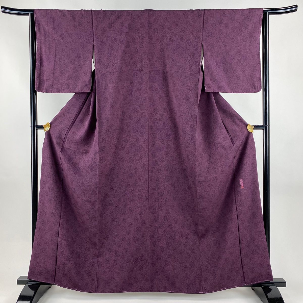 江戸小紋 身丈162.5 cm 裄丈63.5 S 袷 人間国宝 中村勇二郎 落款 雲中供養菩薩 紫 正絹