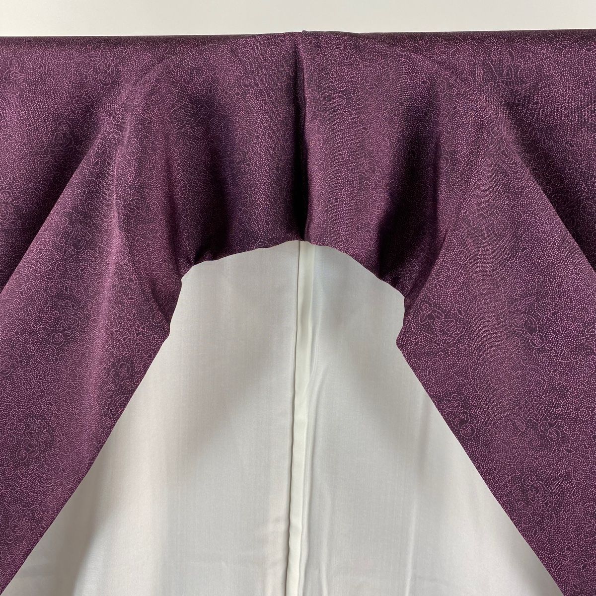  江戸小紋 身丈162.5 cm 裄丈63.5 S 袷 人間国宝 中村勇二郎 落款 雲中供養菩薩 紫 正絹 小紋 着物