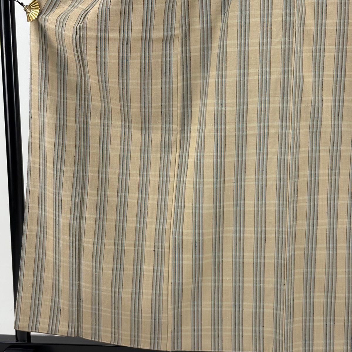 紬 身丈159 cm 裄丈62 S 袷 縦縞 薄茶色 正絹