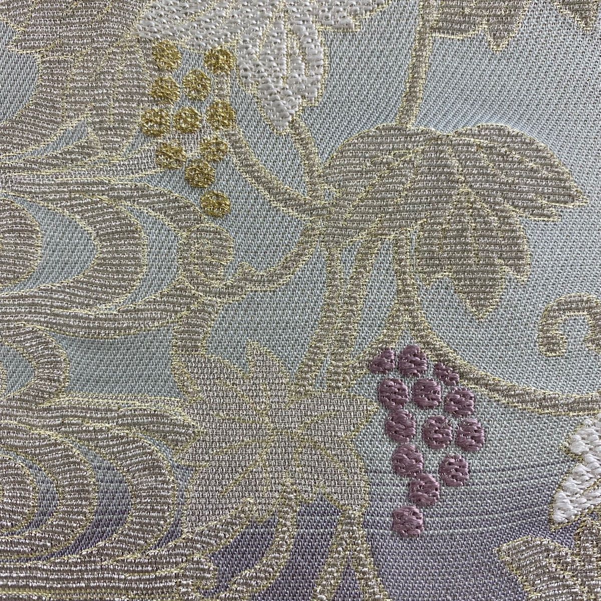 袋帯 葡萄 流水 金銀糸 薄紫 六通 正絹