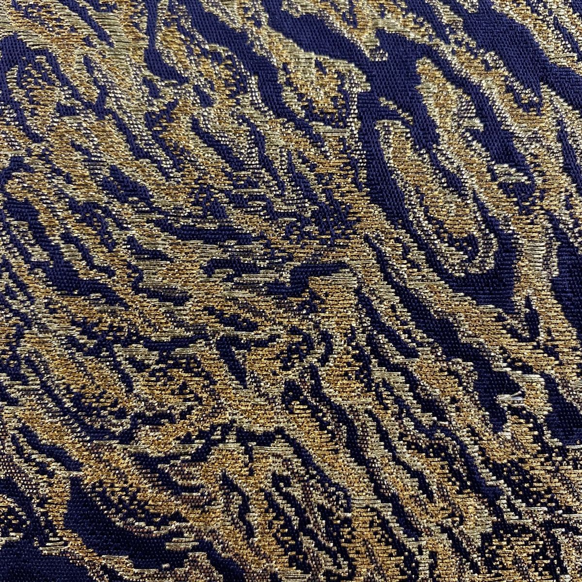 袋帯 森英恵 落款 幾何学模様 金糸 箔 金色 六通 正絹