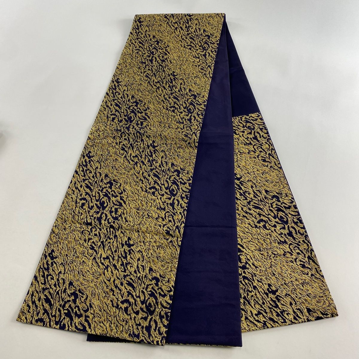  袋帯 森英恵 落款 幾何学模様 金糸 箔 金色 六通 正絹 袋帯 帯