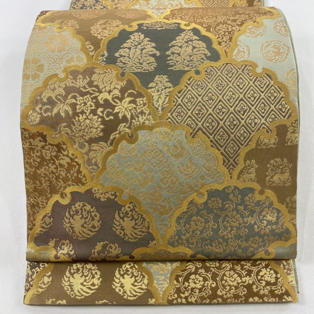 408my12◇川島織物 蘭 カトレヤ 金糸 銀糸 六通 本袋帯◇美品 未使用 佐賀錦 吉祥文 正倉院華文 袋帯 金糸 124 | kimono Re:和