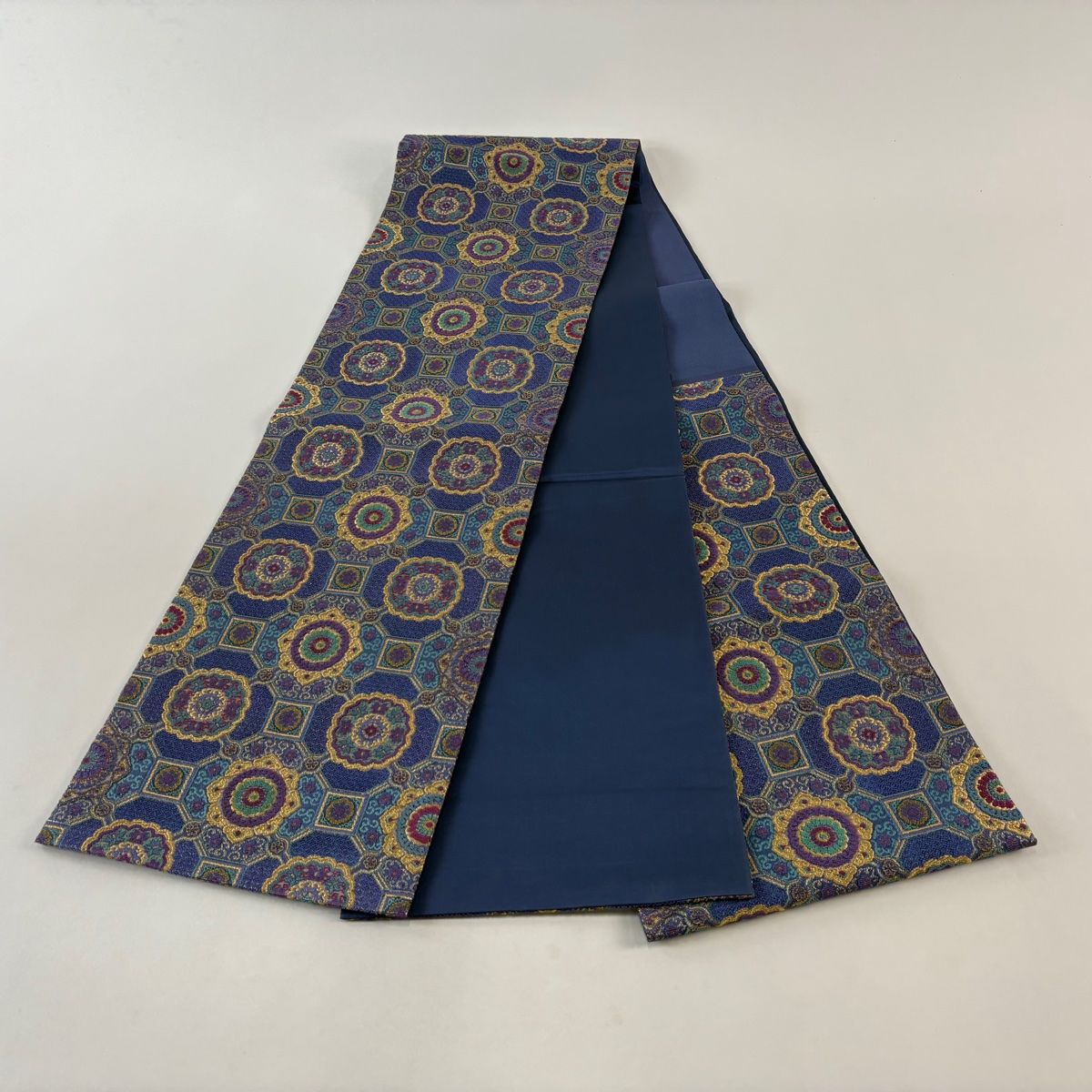  袋帯 やまと 蜀江華文 金糸 箔 青紫 六通 正絹 袋帯 帯