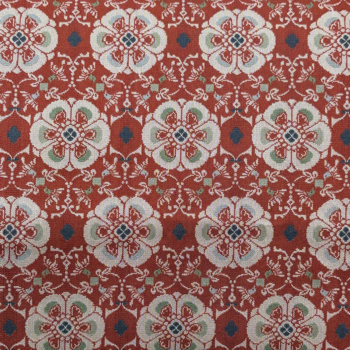 開き名古屋帯 龍村美術織物 証紙 花 鳥 赤 正絹