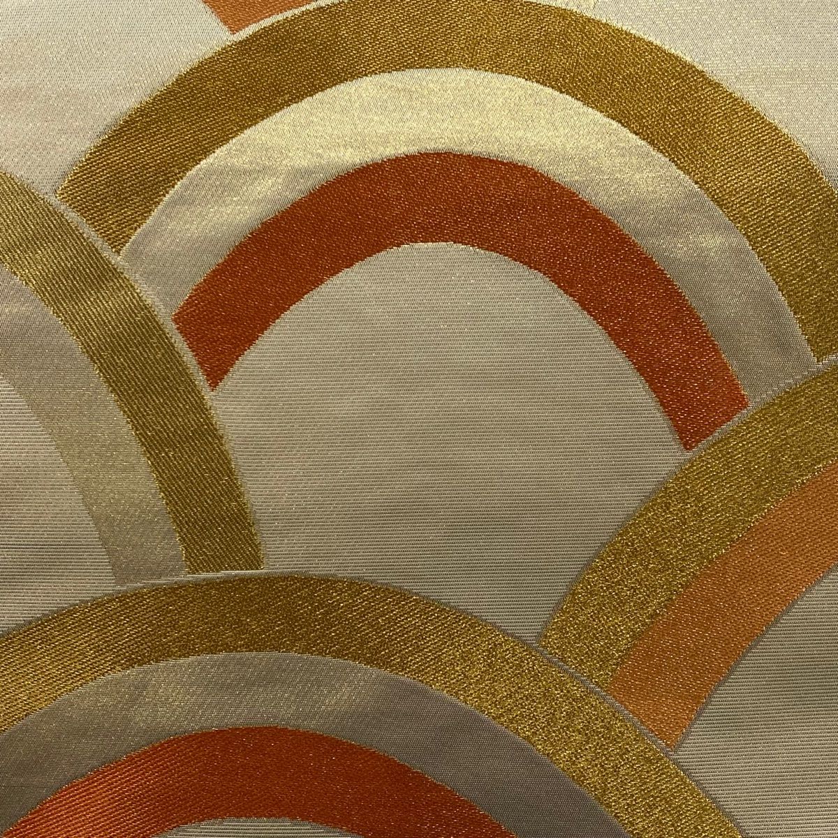 袋帯 落款 本家加納 青海波 金糸 箔 ベージュ 六通 正絹