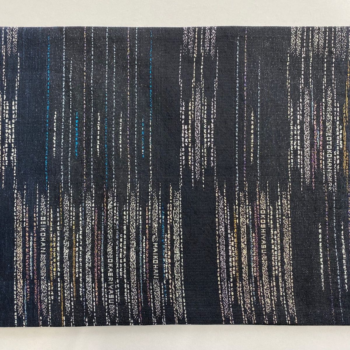  袋帯 やまと 幾何学模様 七宝 箔 銀通し 黒灰 お太鼓柄 正絹 袋帯 帯