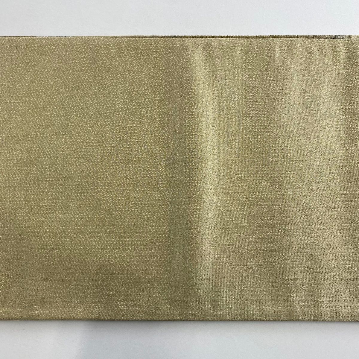  袋帯 幾何学模様 箔 鶯色 全通 正絹 袋帯 帯