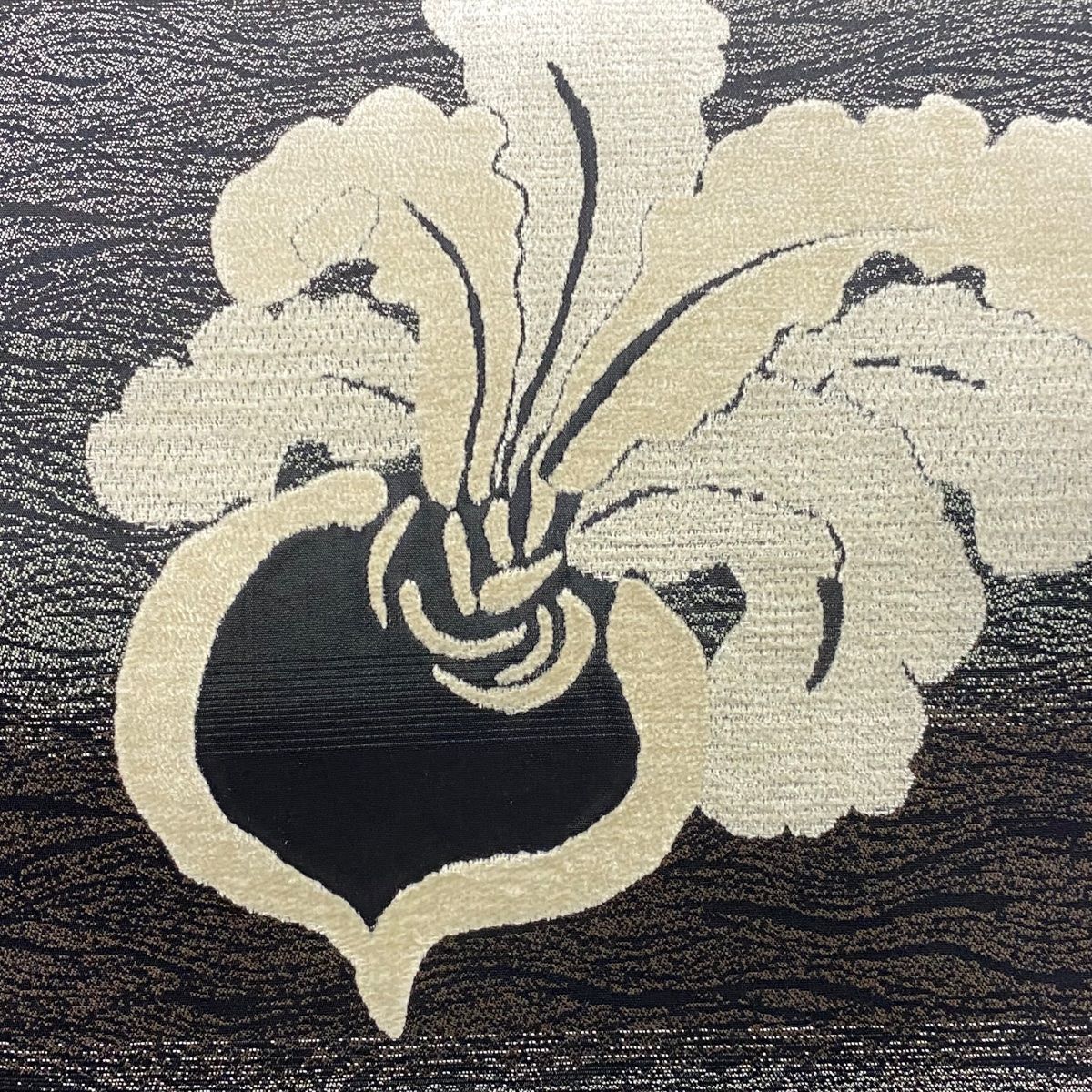 名古屋帯 落款 光蔵 野菜 茶紫 正絹