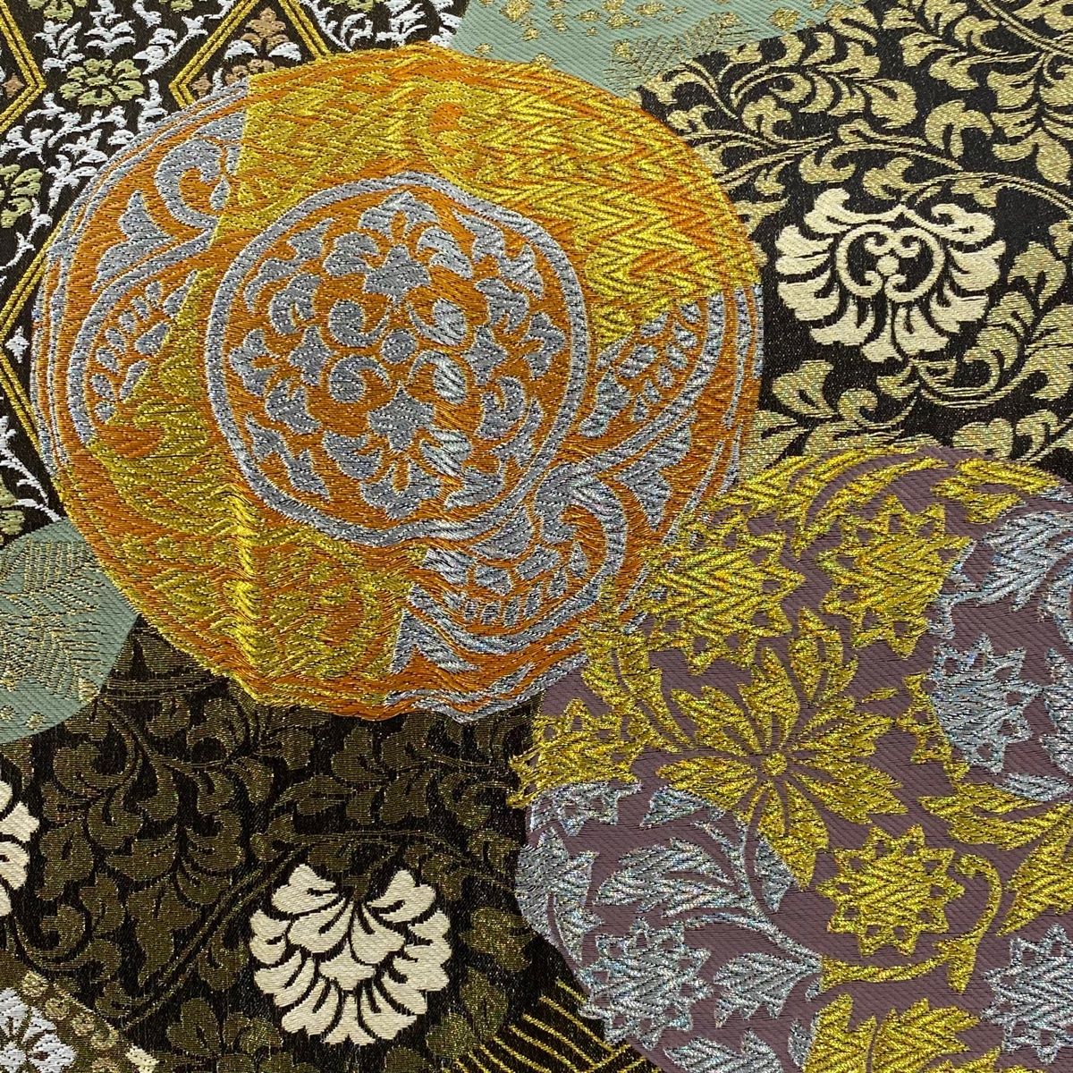袋帯 花唐草 花菱 金銀糸 刺繍 金色 六通 正絹