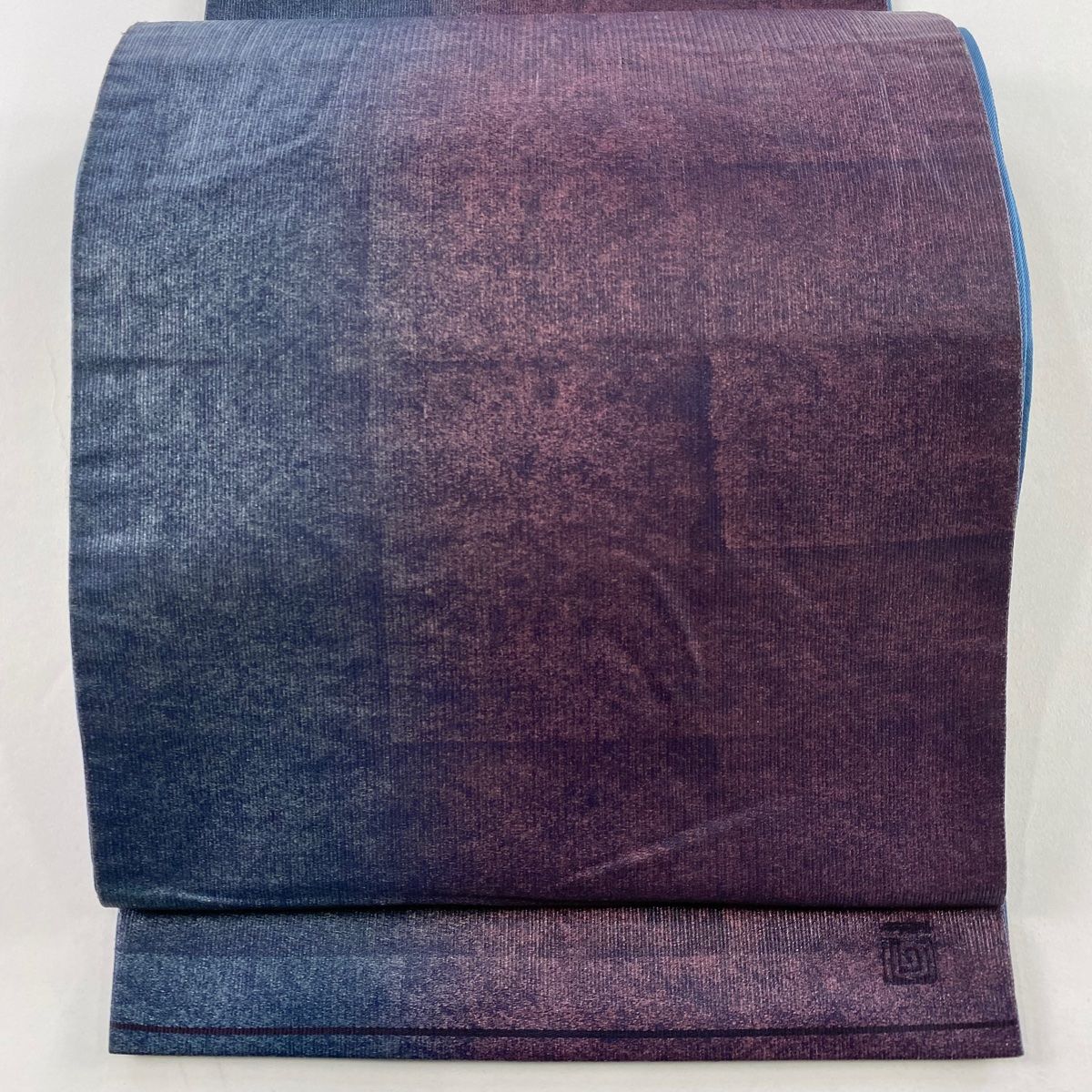 袋帯 大脇一心 落款 幾何学模様 紫 六通 正絹