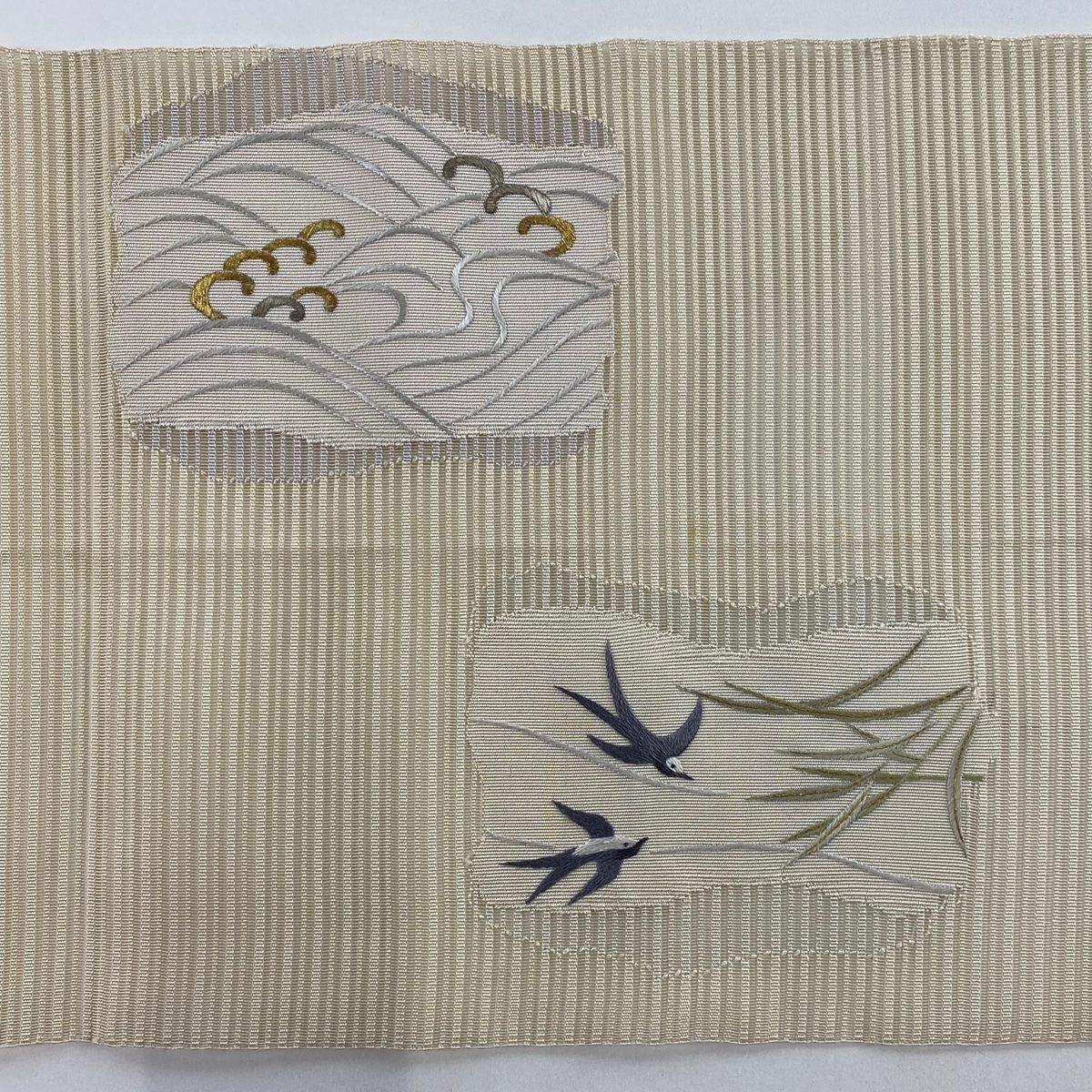 専用帯2679 2722 二本セット ●高級 正絹 夏帯 松葉仕立て 名古屋帯 名古屋帯 名品 松葉仕立て 八寸名古屋帯 夏帯 絽 トンネル仕立て 燕