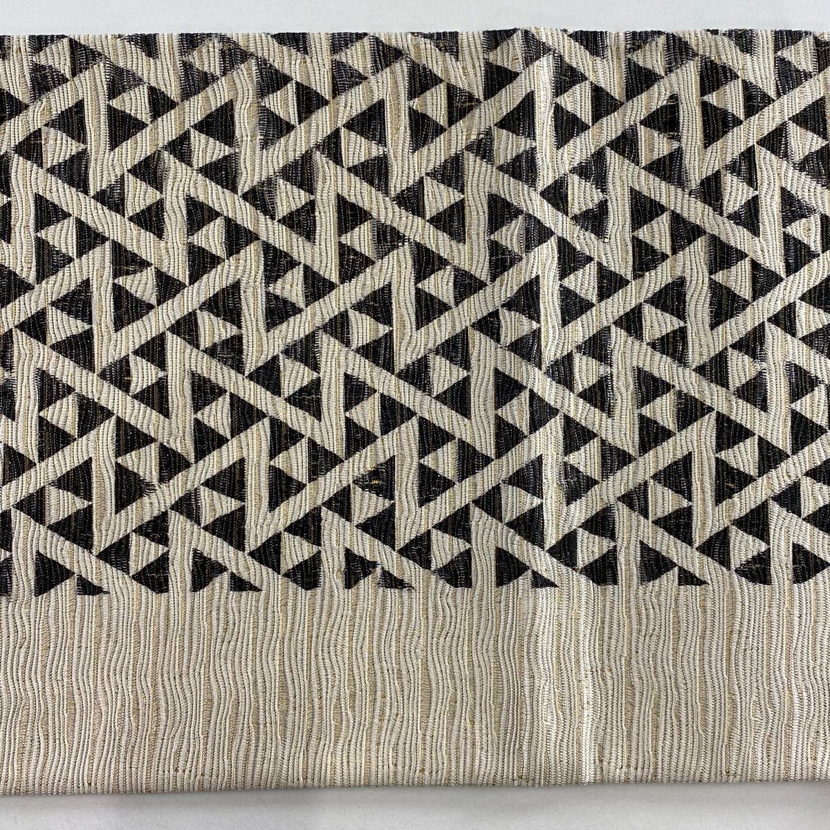  袋帯 本泥染袋帯 幾何学 金通し 箔 クリーム 全通 正絹 袋帯 帯