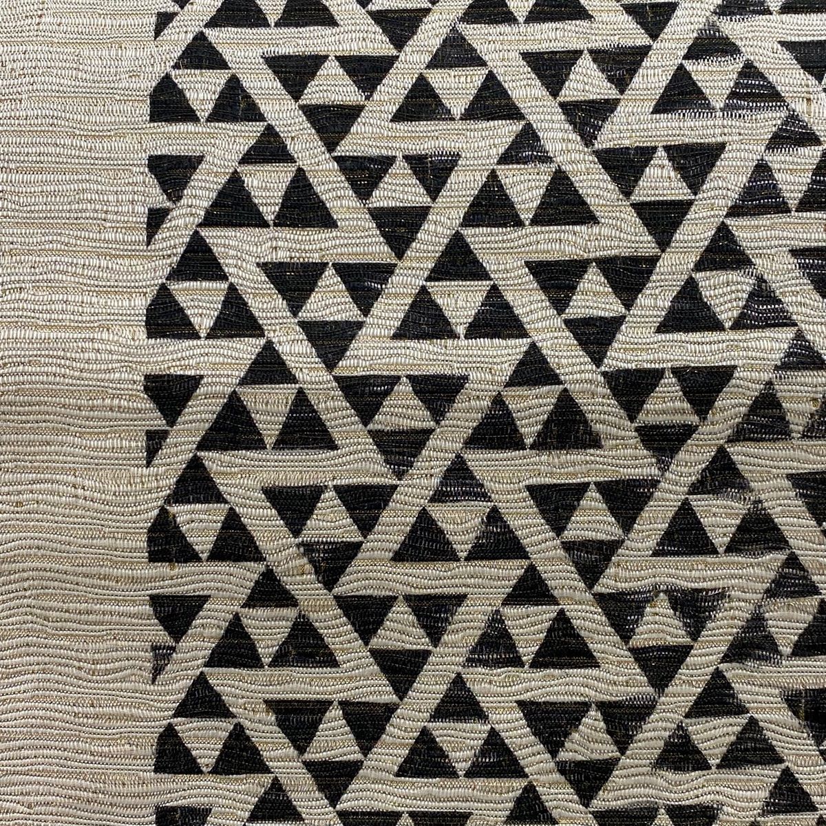 袋帯 本泥染袋帯 幾何学 金通し 箔 クリーム 全通 正絹