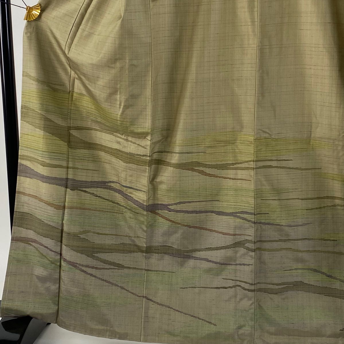 付下げ 身丈166 cm 裄丈67.5 L 袷 紬地 名古屋帯セット 霞 よもぎ色 正絹 秀品