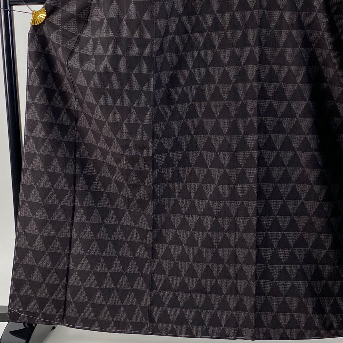 紬 身丈163 cm 裄丈67 5 L 袷 袋帯セット 証紙 鱗 亀甲絣 茶紫 正絹