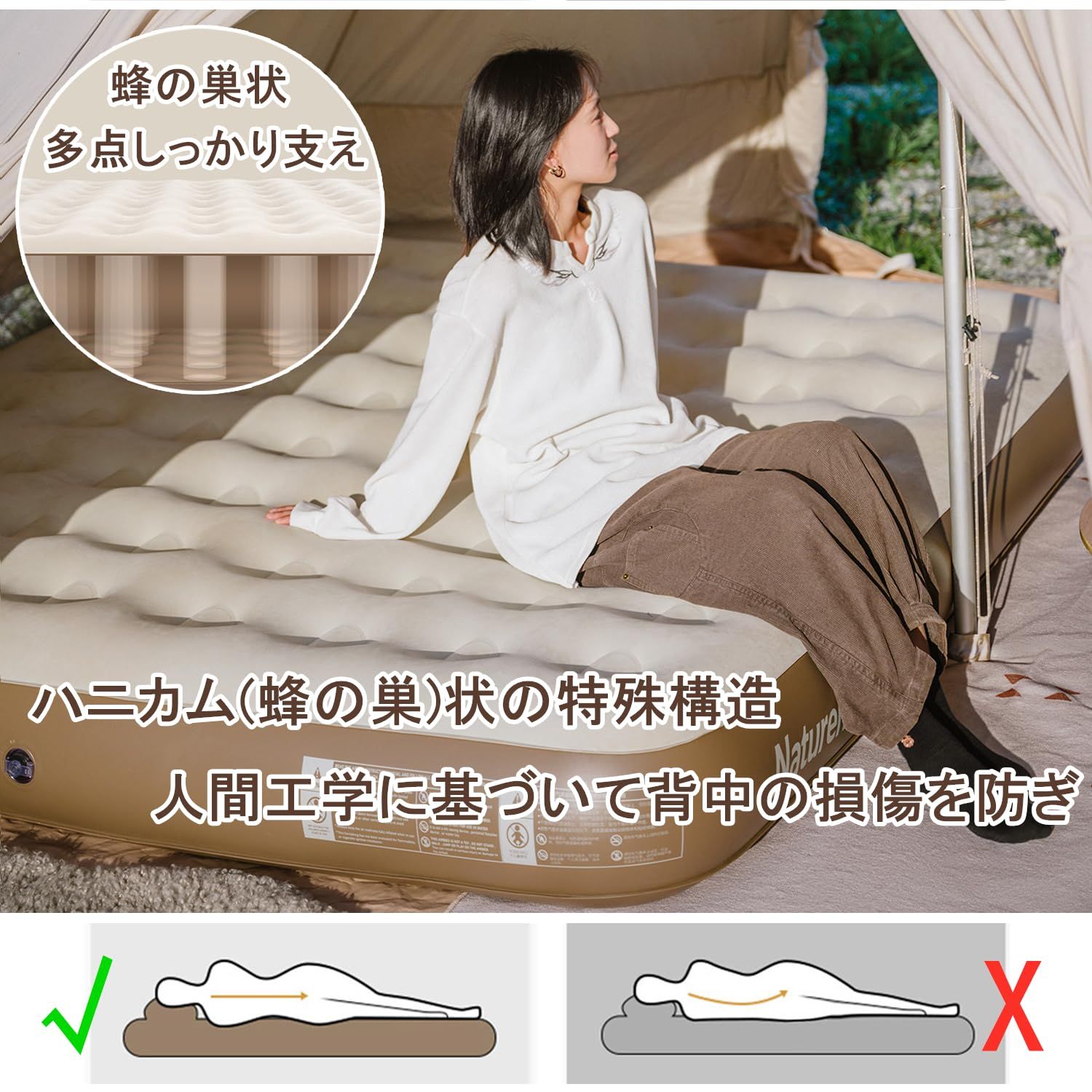 高反発 安定 耐久 厚手 スピード膨張 寝具 快適な寝心地 お昼寝 簡易 厚 キャンプ キャンプ エアーマット エアーマット 来客用 1 2 3人用 防災 エアベッド ネイチャーハイク 電動ポンプ内蔵 電動 エアーベッド Naturehike OLIVEOS_COM_TR