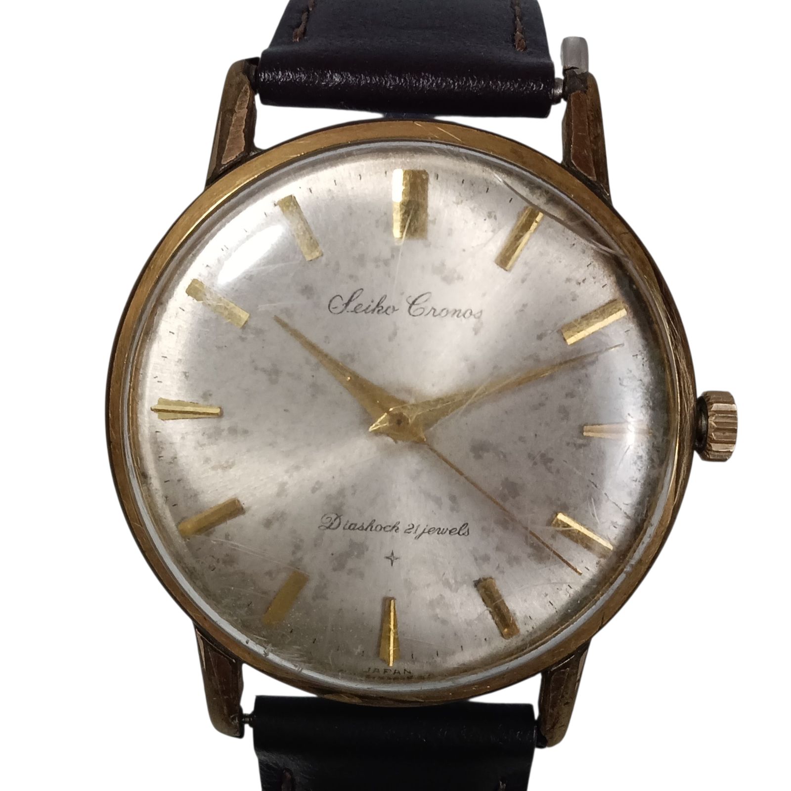 稼働 1113-1 SEIKO CRONOS セイコー クロノス J1500 メンズ腕時計 手巻き ゴールド色