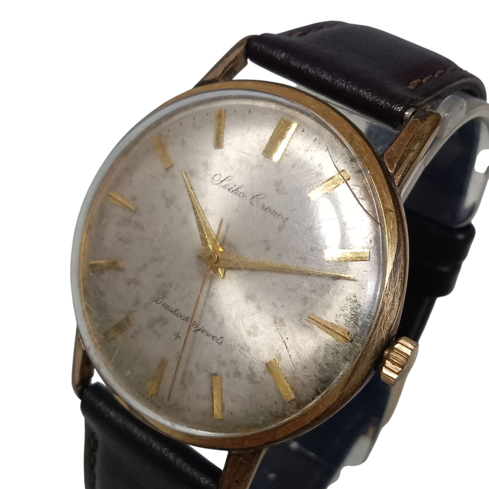 稼働 1113-1 SEIKO CRONOS セイコー クロノス J1500 メンズ腕時計 手巻き ゴールド色