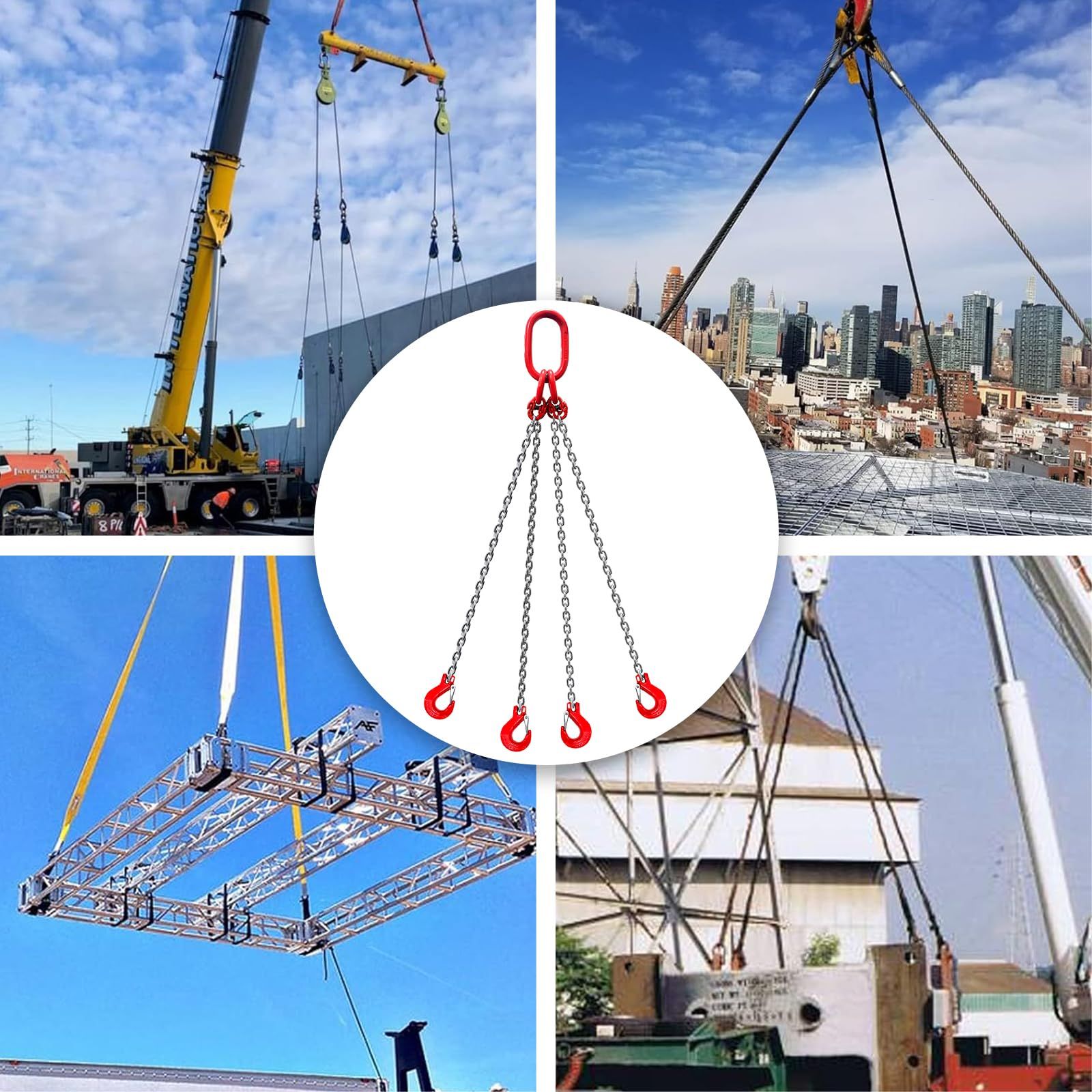  スリングチェーン 1.5 m 6 mm チェーンスリング 4本吊り 3 t スリングフックタイプ チェーンフック 吊りクランプ 吊りベルト 吊り具 チェーンフッカー フック付きチェーン 抜根 チェーン チェーン径6 スリング 抱っこひも ベビー キッズ