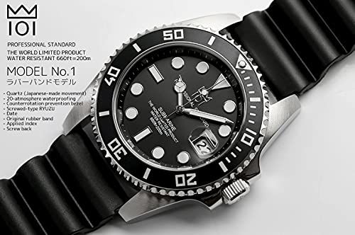 HYAKUICHI 101 No.1 ヒャクイチ ダイバーズウォッチ デイト 20気圧防水 腕時計 HYAKU1-001 シルバーブラックラバー