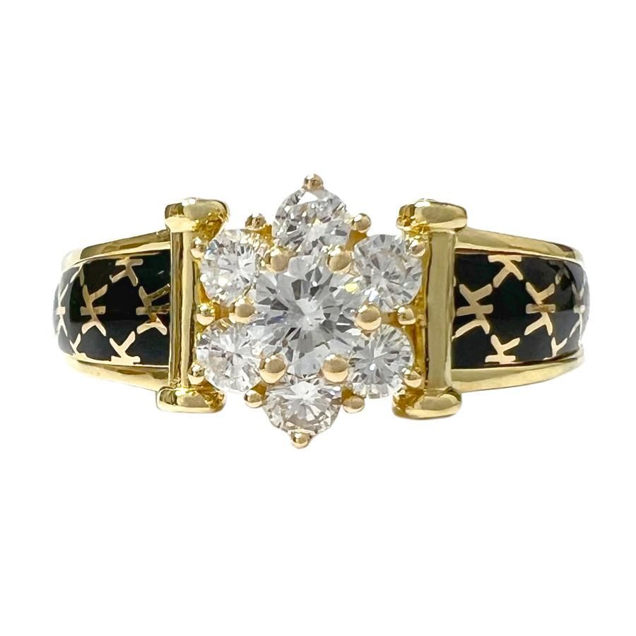 KORLOFF コルロフ ダイヤ 7石 0.70ct 七宝 K18 YG 750 15号 リング 指輪