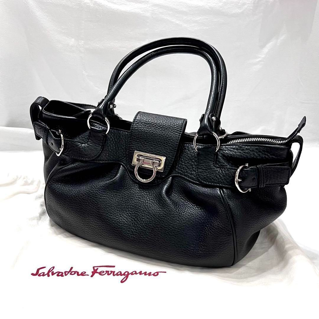 Salvatore Ferragamo フェラガモ バッグ ハンドバッグ 鞄 トートバッグ ミニボストン ガンチーニ レディース 女性 女性用レザー 革 本革 ブラック 黒