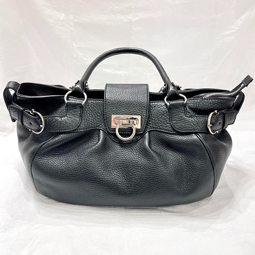 Salvatore Ferragamo フェラガモ バッグ ハンドバッグ 鞄 トートバッグ ミニボストン ガンチーニ レディース 女性 女性用レザー 革 本革 ブラック 黒