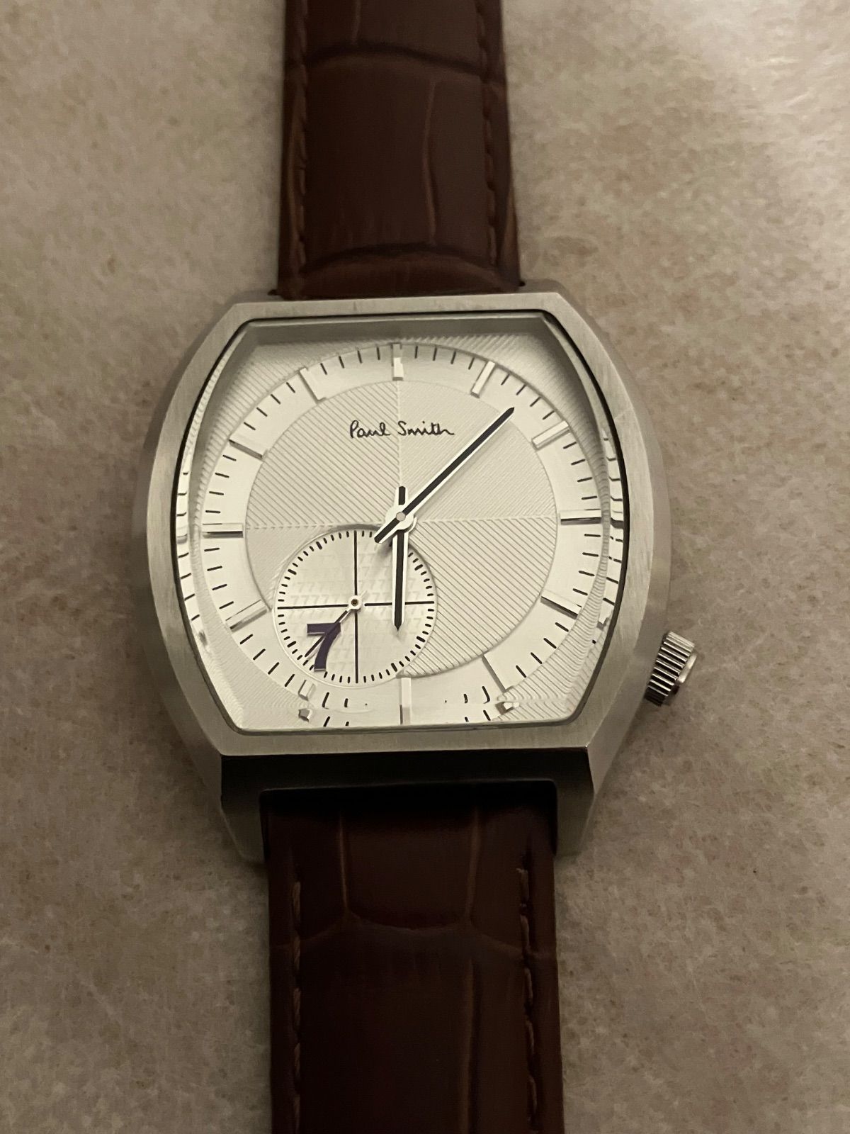 稼働 Paul Smith No.7 スモールセコンド QZ 腕時計 革ベルト