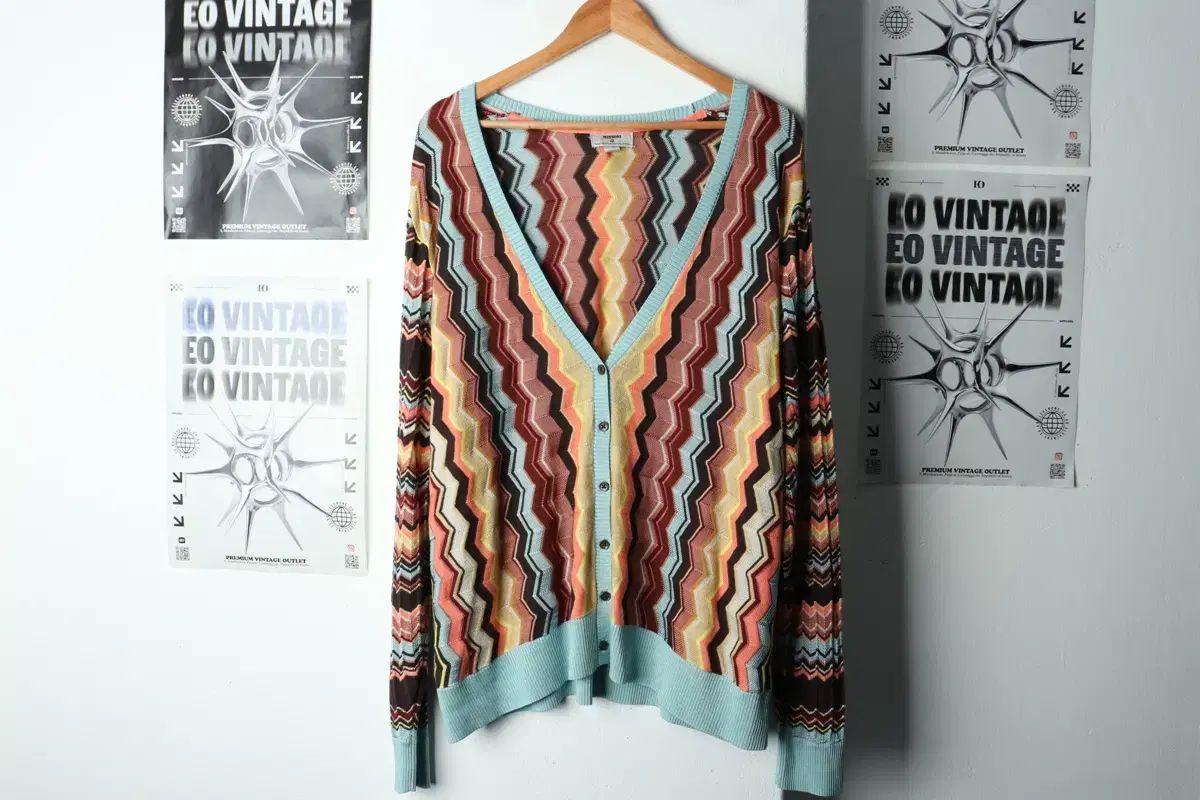 W 3XL ミッソーニ ニットカーディガン オーバーサイズ COLORミックス モデル-15C63