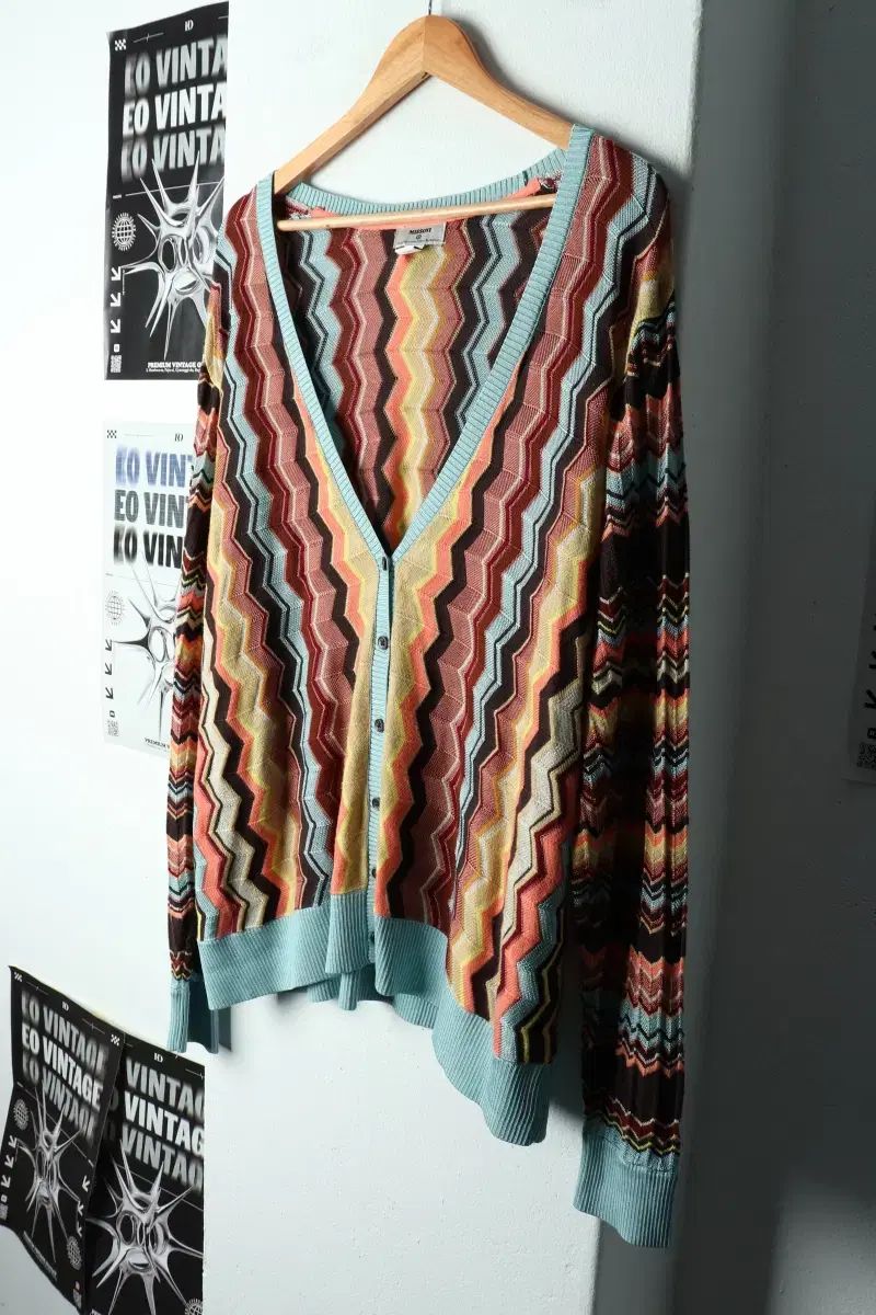 W 3XL ミッソーニ ニットカーディガン オーバーサイズ COLORミックス モデル-15C63