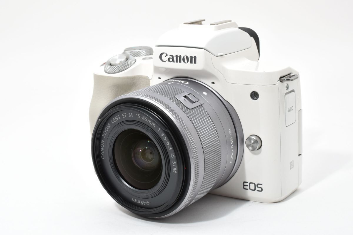 Canon EOS Kiss M ホワイト EF-M15-45 IS STM 充電器付き AYM4774 358