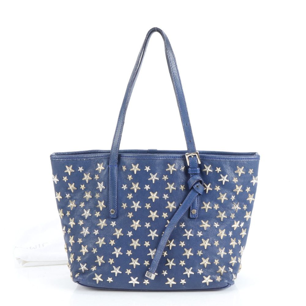 ジミーチュウ サシャ スタッズ スター レザー トート バッグ 肩掛け ショルダー ハンド シルバー 金具 レディース ERE CR9-6